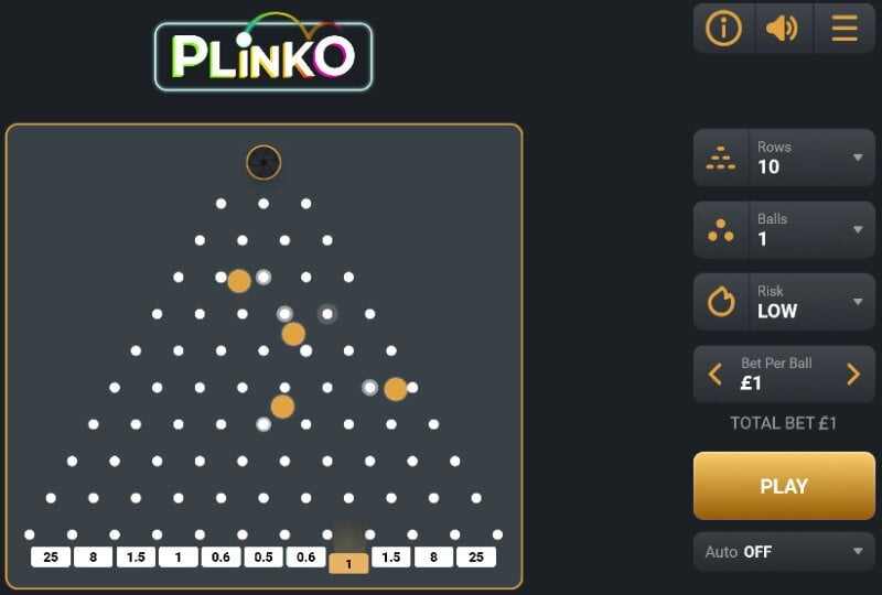 Evaluations on the Plinko game